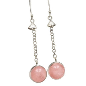 Natural  Pink Rose Quartz Gemstone Solid .925 Sterling Silver Earrings - BELLADONNA