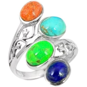 Natural South Western Arizona Turquoise Solid .925 Sterling Silver Ring size 5 - BELLADONNA