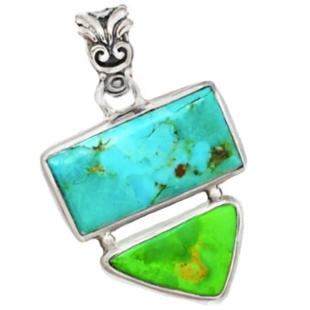 Natural Sleeping Beauty Turquoise, Australian Gaspeite Solid .925 Sterling Silver Pendant - BELLADONNA