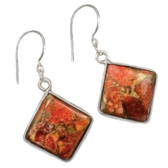 Natural Arizona Red Copper Turquoise  Earrings in Solid .925 Sterling Silver - BELLADONNA