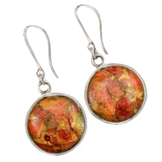 Natural Red Copper Turquoise  Earrings in Solid .925 Sterling Silver - BELLADONNA