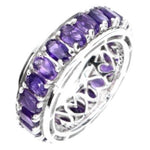 AAA Natural Purple Amethyst Solid .925 Silver Eternity Spinner Ring Size 8/Q - BELLADONNA