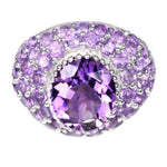 AAA Natural Unheated Purple Amethyst set in Solid .925 Silver 14K White Gold Ring Size 5.75 - BELLADONNA