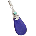 Natural Lapis Lazuli, Sleeping Beauty Turquoise Gemstone Solid .925 Sterling Silver Pendant - BELLADONNA