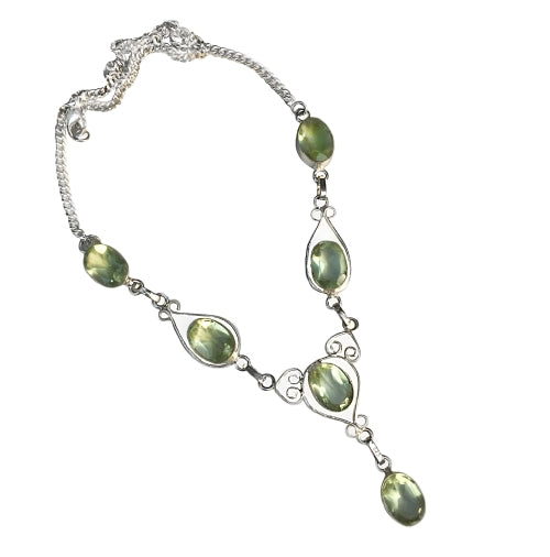 Green Amethyst Gemstone .925 Silver Necklace - BELLADONNA