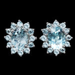 Genuine 8x6 mm AAA Top Sky Blue Topaz Gemstone .925 Sterling Silver Earrings - BELLADONNA