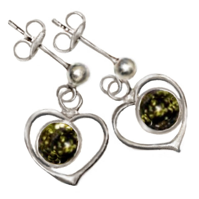 Authentic Green Baltic Amber Gemstone In Solid .925 Sterling Silver Stud Earrings - BELLADONNA