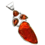 Exquisite Genuine Baltic Amber in the Rough In Solid .925 Silver Pendant - BELLADONNA