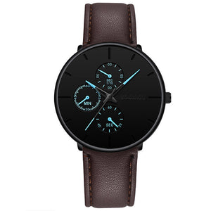 Classic Casual Business Quartz Watch For Men With Leather Strap - BELLADONNA