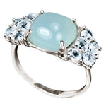 Natural Unheated Chalcedony, Blue Topaz Gemstone Solid .925 S/ Silver Ring Size 7 - BELLADONNA