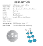 Handmade Long Blue Chalcedony,.925 Sterling Silver Earrings - BELLADONNA