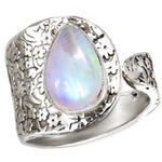 Natural Rainbow Moonstone Solid .925 Silver Ring Size 8 - BELLADONNA