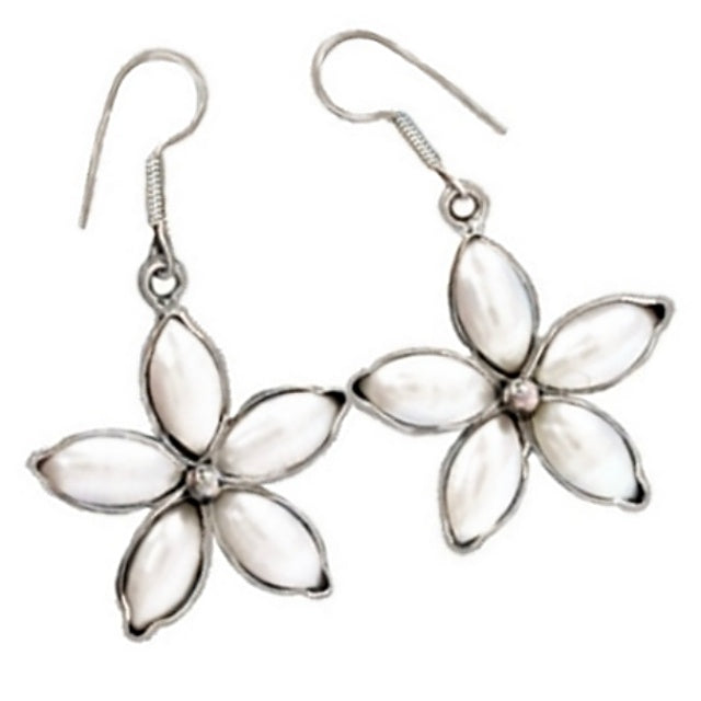 Exquisite Natural Floral White Pearl Solid .925 Sterling Silver Earrings - BELLADONNA