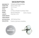 White Jade Gemstone .925 Sterling Silver Ring US 9 - BELLADONNA