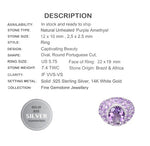 AAA Natural Unheated Purple Amethyst set in Solid .925 Silver 14K White Gold Ring Size 5.75 - BELLADONNA
