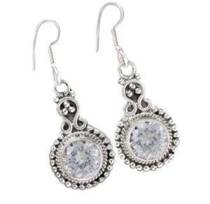 Indonesian Bali Java Faceted White Topaz Solid  .925 Sterling Silver Earrings - BELLADONNA
