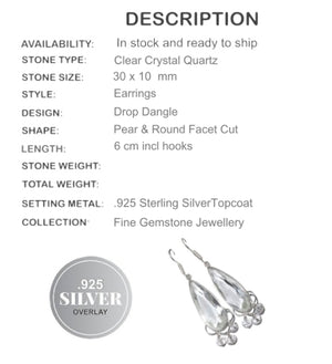 Beautiful Crystal Quartz Gemstone .925 Silver Earrings - BELLADONNA