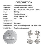 Twinkly AAA Diamond Cut Black and White Cubic Zirconia Solid .925 Sterling Silver Earrings - BELLADONNA