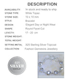 Beautiful White Topaz Gemstone .925 Silver Bracelet - BELLADONNA