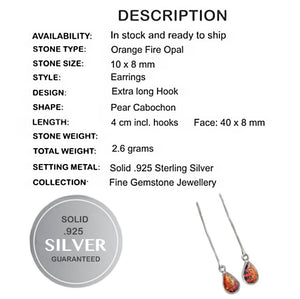 2.6 grams Orange Fire Opal Solid .925 Sterling Silver Earrings - BELLADONNA