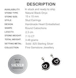 Natural Black Onyx Gemstone Solid .925 Sterling Silver Stud Earrings - BELLADONNA