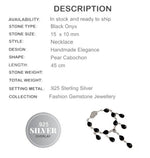 Natural Black Onyx Gemstone .925 Silver Necklace - BELLADONNA