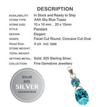 Sky Blue Concave Cut Blue Topaz 925 Sterling Silver Pendant - BELLADONNA