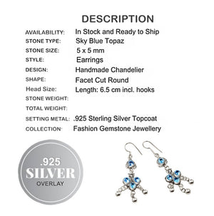 Handmade Blue Topaz Gemstone .925 Sterling Silver Earrings - BELLADONNA