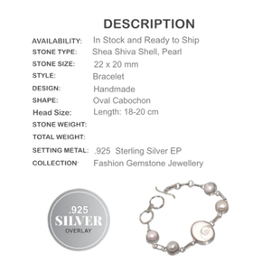 Elegant Shea Shiva Shell Biwa Pearl. 925 Sterling Silver Bracelet - BELLADONNA
