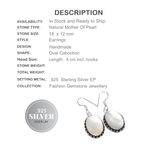Natural Mother Of Pearl .925 Sterling Silver Earrings - BELLADONNA