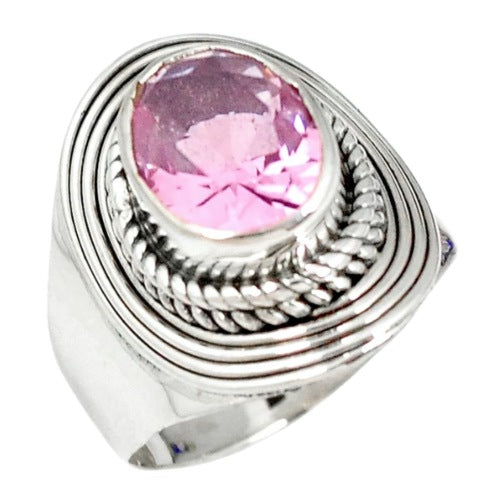 4.38 cts Pink Topaz Solid.925 Sterling Silver Ring Size US 7 - BELLADONNA