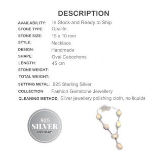 Luminescent Opalite Ovals .925 Silver Hallmarked Necklace - BELLADONNA