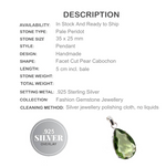 Pale Faceted Peridot Pear Gemstone .925 Silver Pendant - BELLADONNA
