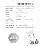 Trendy Natural Rainbow Moonstone Gemstone .925 Silver Earrings - BELLADONNA