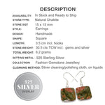 Natural Unakite Square Gemstone Set in .925 Silver Earrings - BELLADONNA