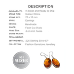 Faceted Cognac Citrine Ovals . 925 Sterling Silver Earrings - BELLADONNA