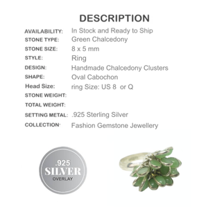 Green Chalcedony Gemstone .925 Silver Ring Size US 8 - BELLADONNA