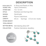 Aqua Green Chalcedony .925 Silver Necklace and Earrings Set - BELLADONNA