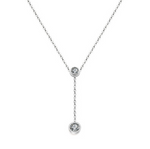 18K Rose Gold, Gold, Silver over Stainless Steel with White Cubic Zirconia Drop Dangle Necklace - BELLADONNA