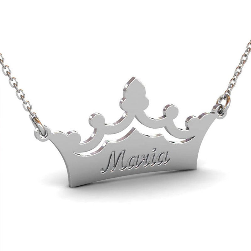 Elegant Fit for a Queen or Princess Crown Custom Necklace with Personalized Name - BELLADONNA