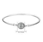 White Cubic Zirconia Ball Charm Clasp S925 Sterling Silver Bracelet - BELLADONNA