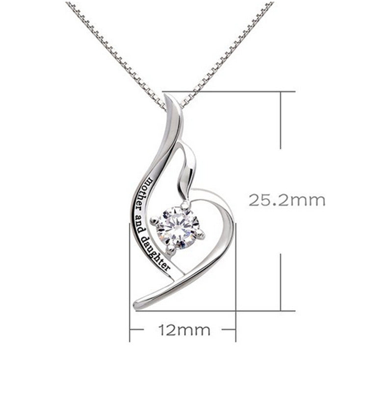 Mother and Daughter White Cubic Zirconia Keepsake .925 Silver Necklace - BELLADONNA