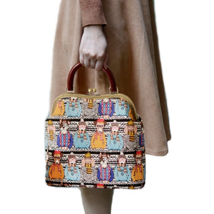 Women's Trendy Canvas Handbag - BELLADONNA