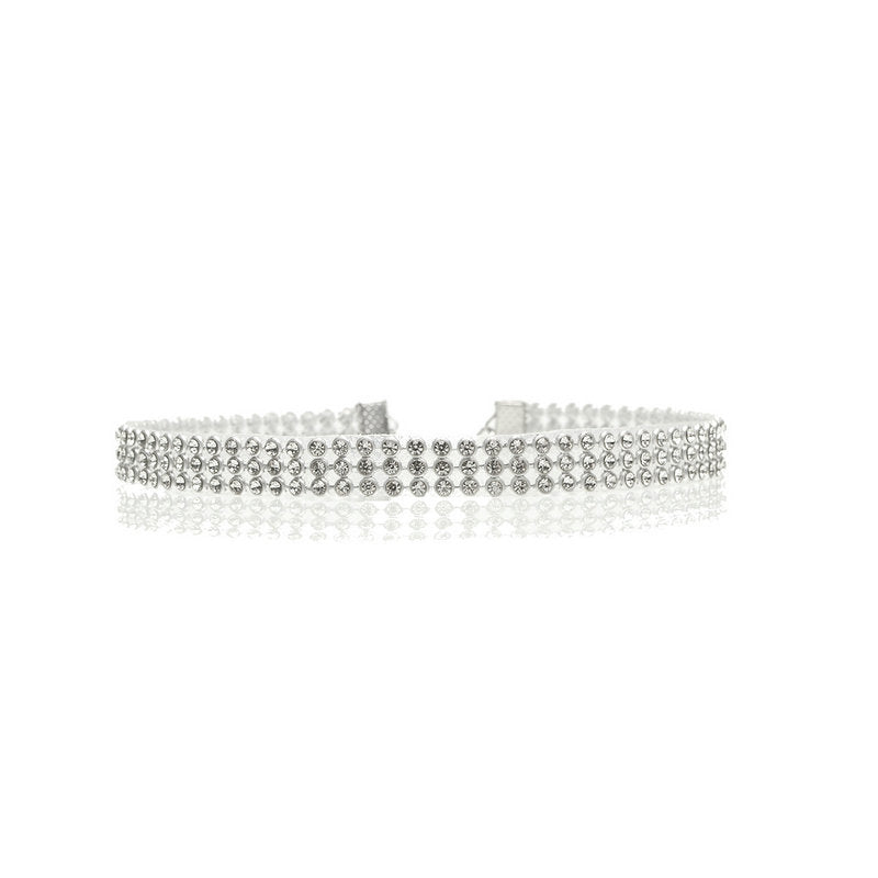 Womens Full Crystal Rhinestone Choker Necklace For Evening Wear or Wedding Jewelry - BELLADONNA