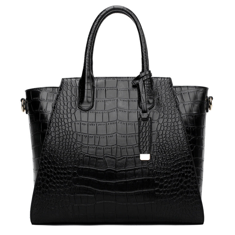 High end Textured Leather Tote Handbag in Black Large or Small - BELLADONNA