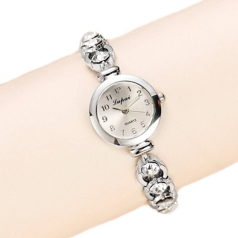 Womens Dainty Wrist Watch with Diamond Cut White Zirconias in the Strap. - BELLADONNA