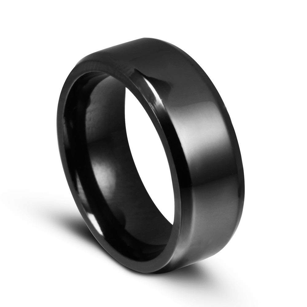 Mens 8 mm Titanium Steel Ring in Black, Gold, Steel - BELLADONNA