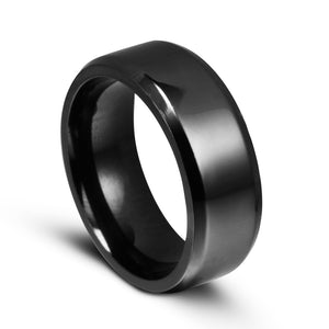 Mens 8 mm Titanium Steel Ring in Black, Gold, Steel - BELLADONNA