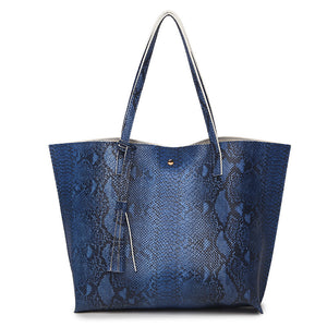 New European and American Fashion Snake Tote Handbag - BELLADONNA