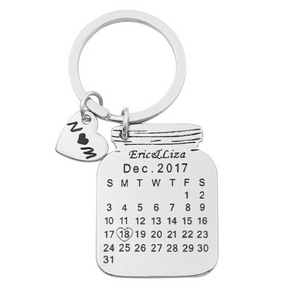 Personalized Calendar Keychain Custom Engraved Stainless Steel, Gold and Rose Gold Key Chain - BELLADONNA
